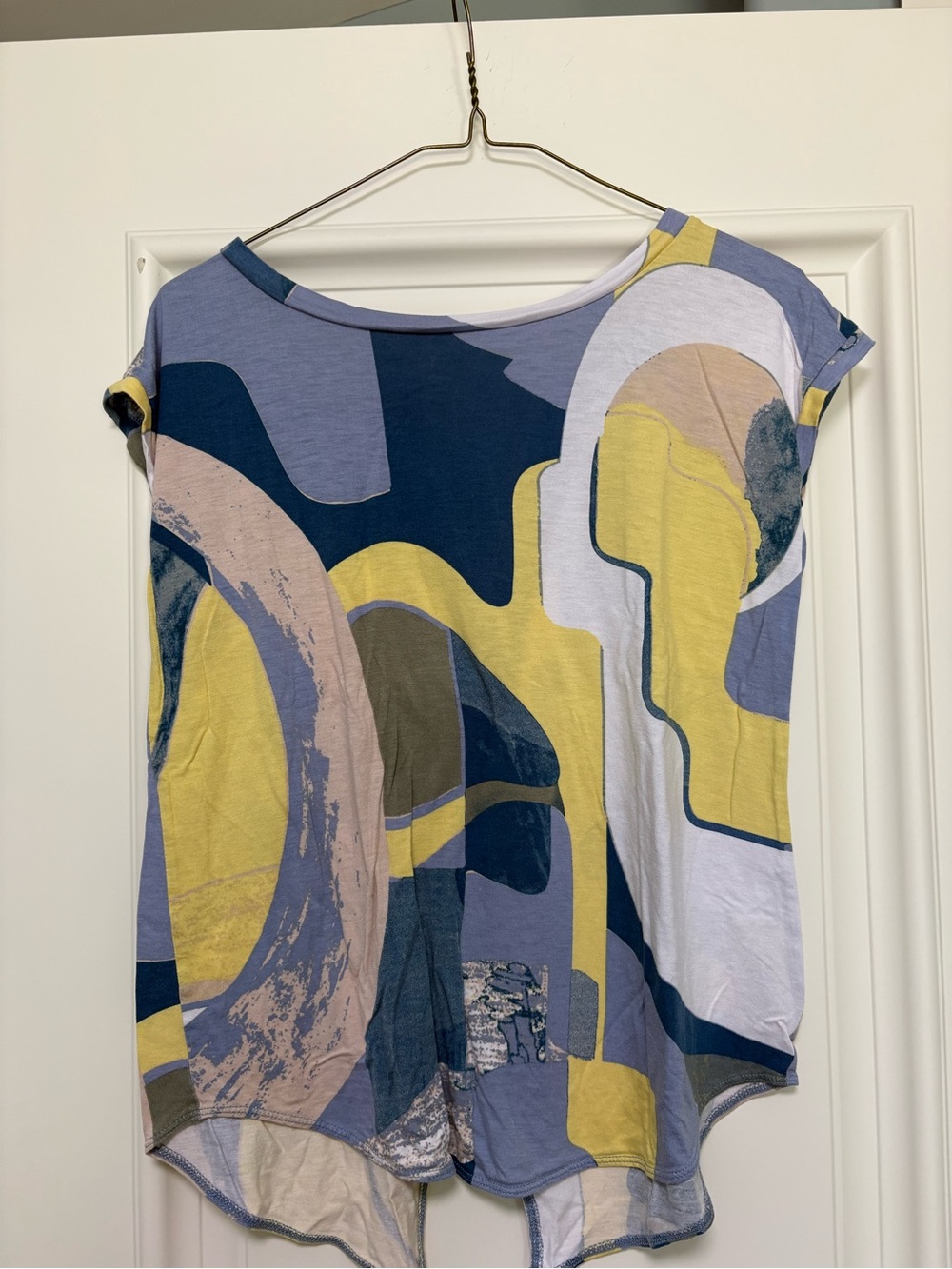Wilfred Abstract Short Sleeve Top in Yellow, Blue & Cream
